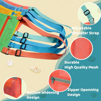 MUYIZI Mesh Beach Bag for Shells Collecting 3 Pack - Yellow+Green+Orange+Blue - image 2