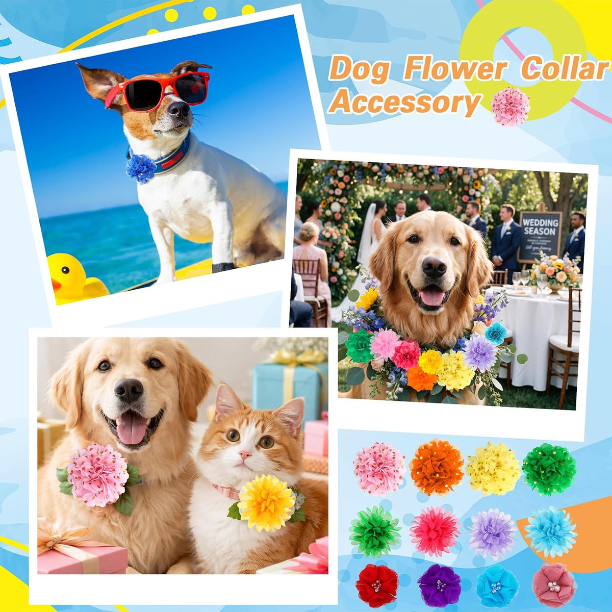 120 Pcs Dog Collar Flower Bows for Dogs - image 2