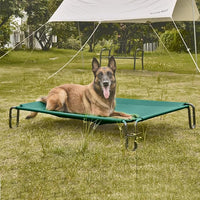 pettycare Elevated Outdoor Dog Bed - Raised Cots Bed for Large Dogs, Waterproof Pet Hammock Easy to Assemble, Cooling Frame Cot with Breathable Teslin Mesh, Durable, Non Slip, Up to 65 lbs,Green