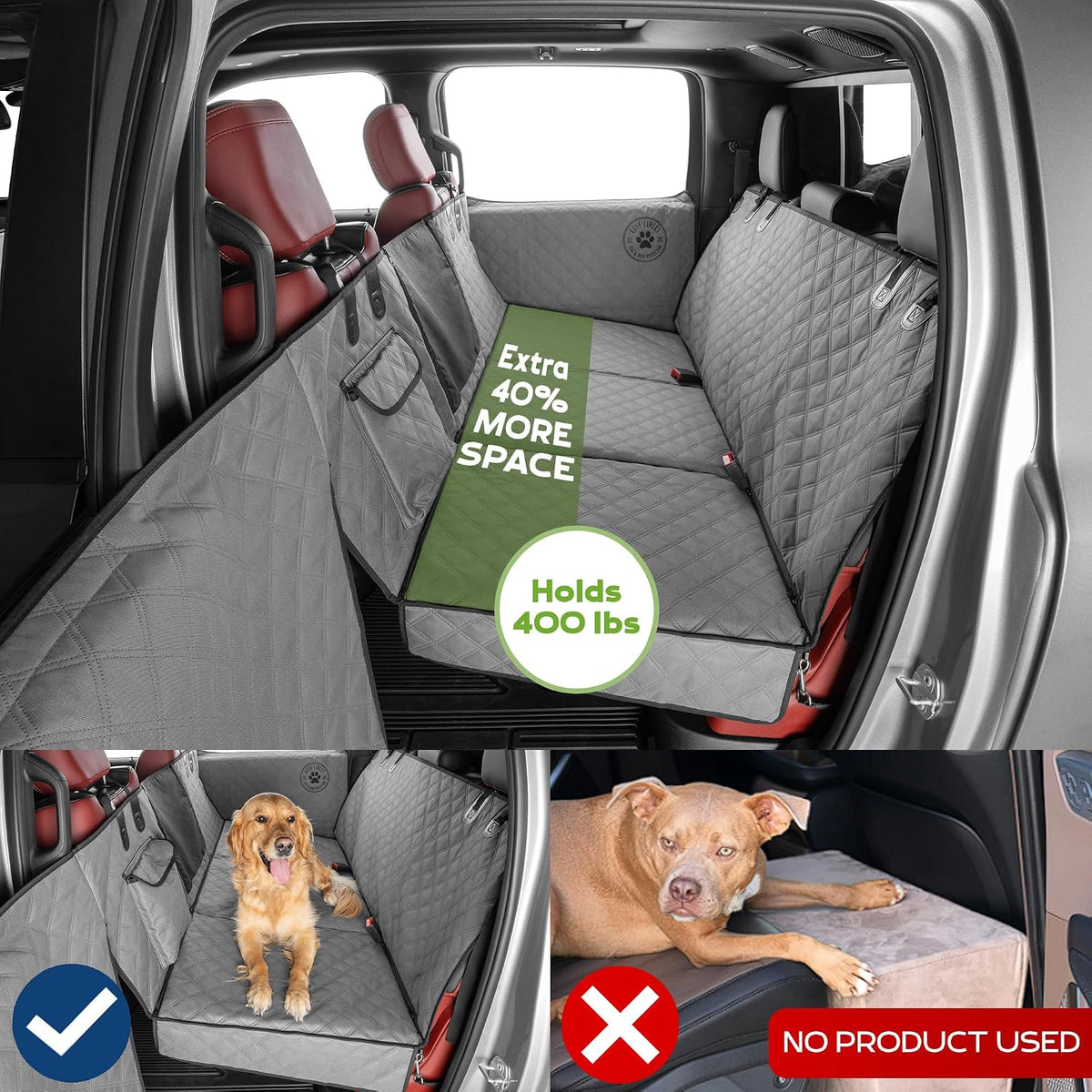 Back Seat Extender for Dogs, As Seen on Shark Tank - Gray / XL - Full-Size Trucks - image 3