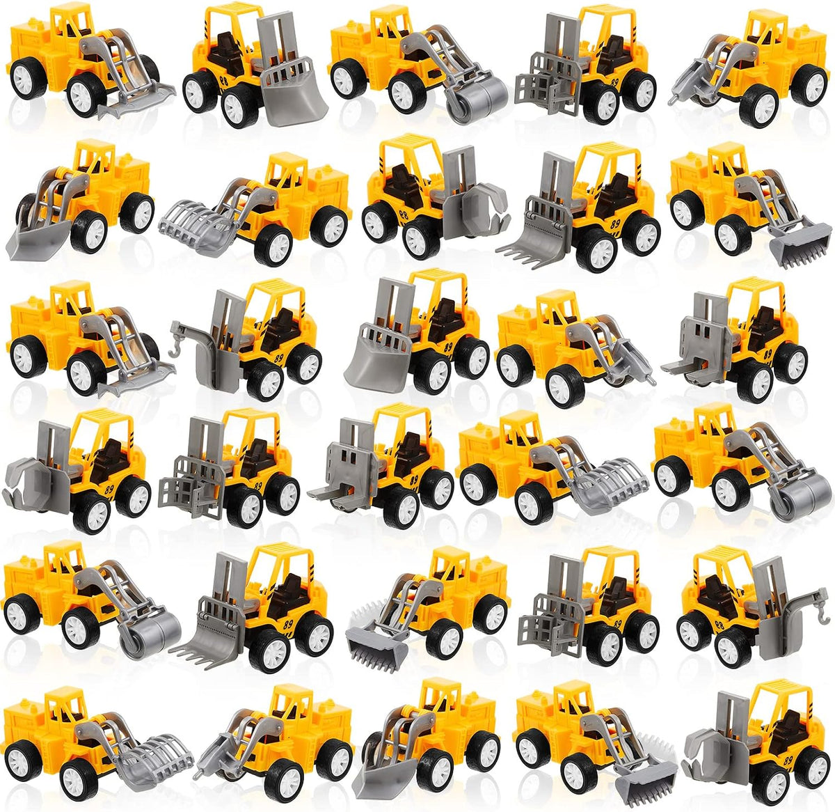 Sosation 72-piece mini construction party favor trucks with cranes, forklifts and excavators - view 3