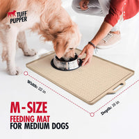 Tuff Pupper 36x24 XXL Dog Feeding Mat for Food and Water - Beige / Medium - 22" x 16" - image 2