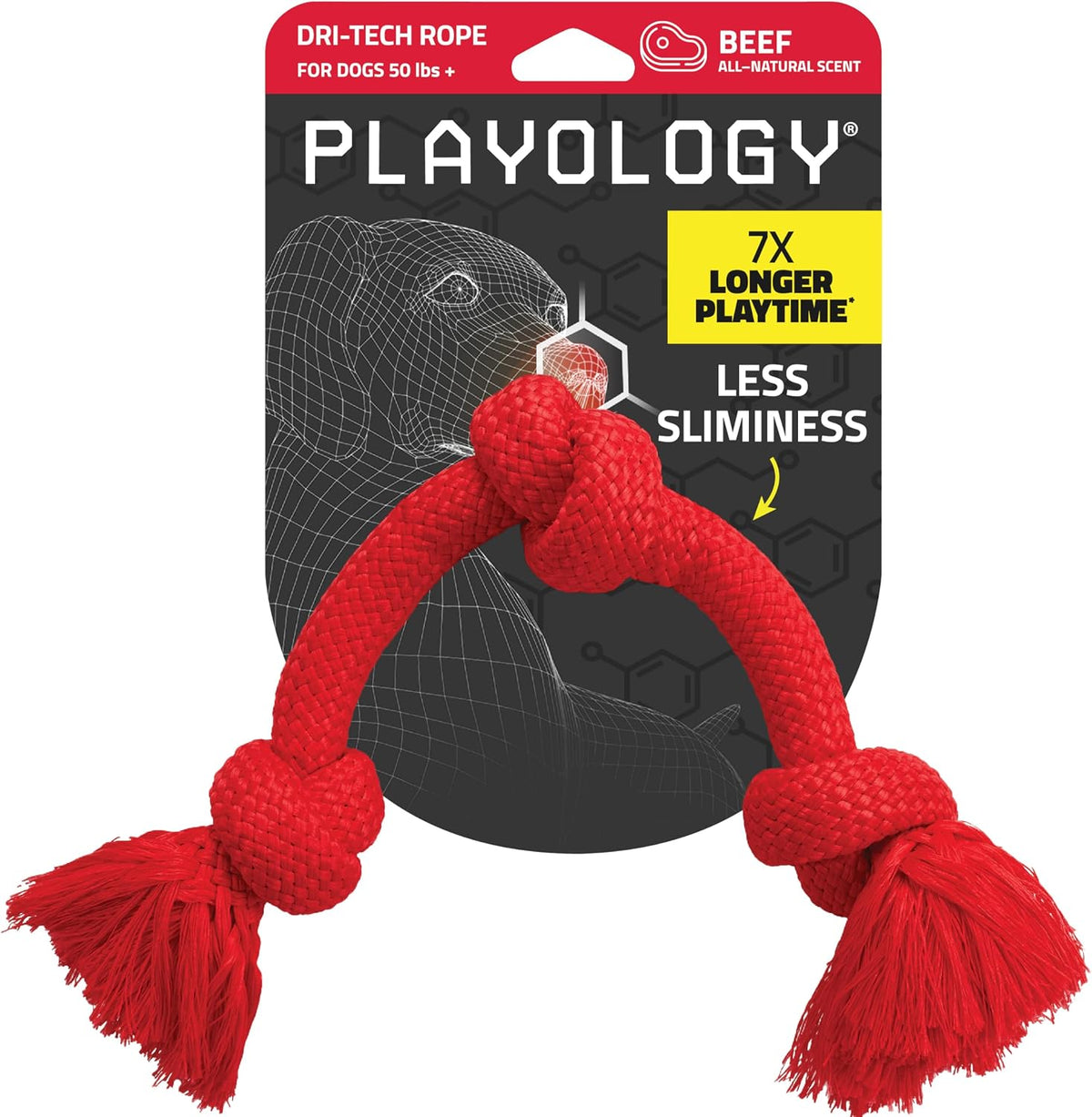 Playology Tug Rope Dog Toys for Large Dogs, Peanut Butter Scent - Jumbo / Beef