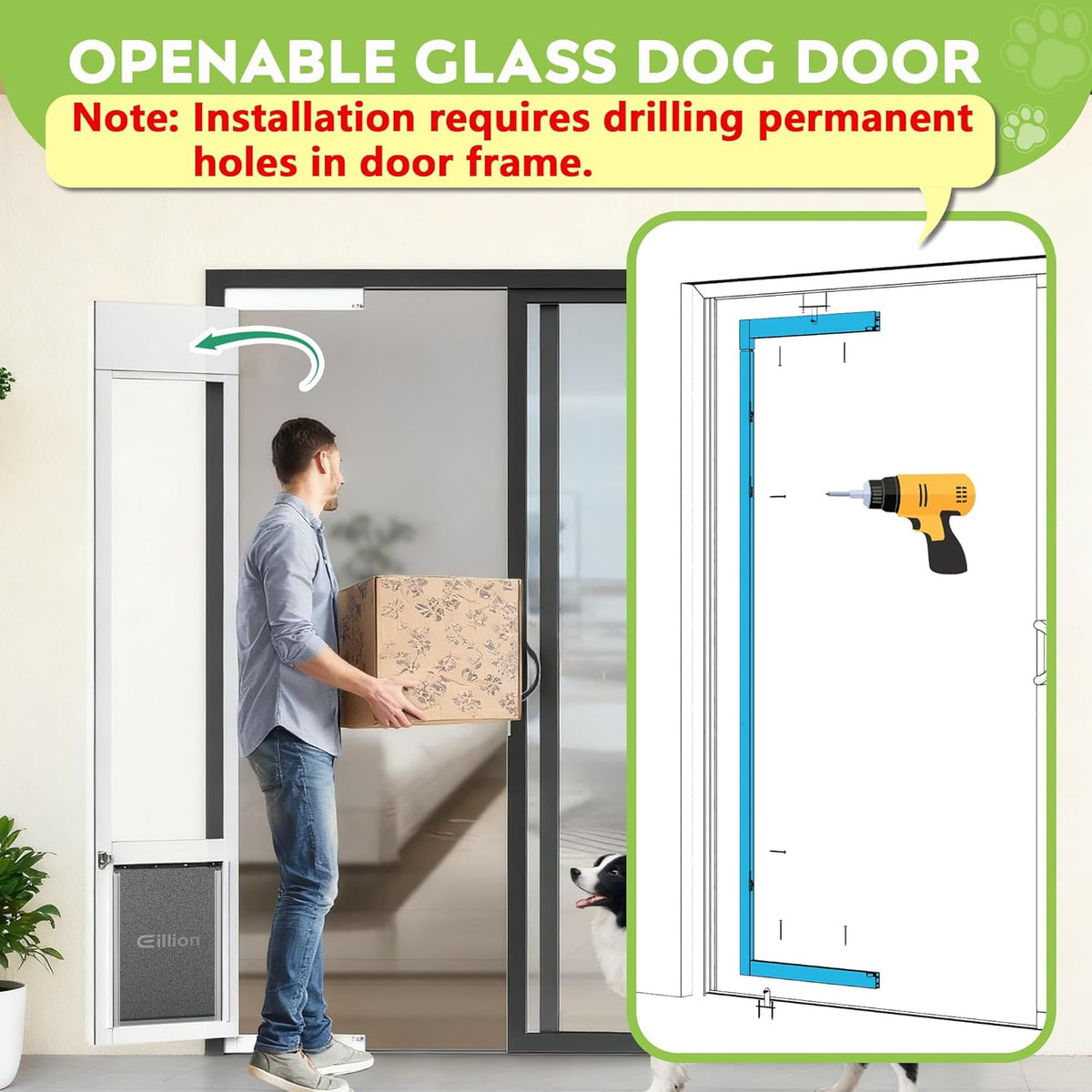 Large Dog Door for Sliding Glass Door - 81" Sliding Door / Large - 3 Flap - image 3
