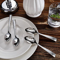 KEAWELL Premium 20/45/65 Piece Louis Hammered Silverware Set with Squared Edge, 18/10 Stainless Steel, Service for 4/8/12, Fine Flatware Set, Dishwasher Safe (45)