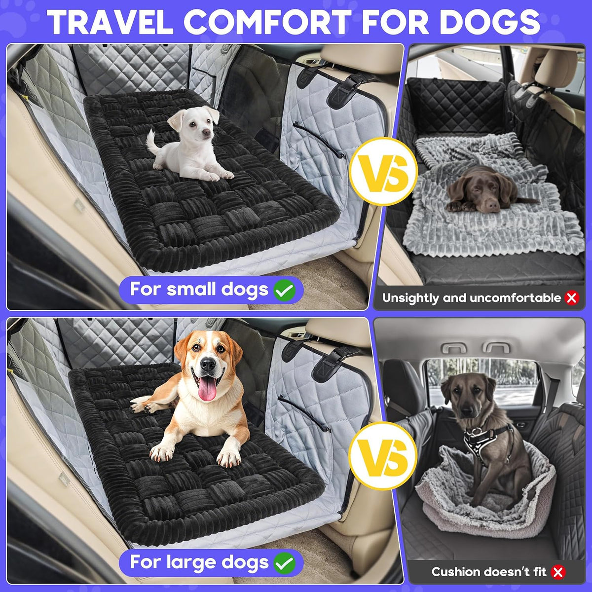 Dog Car Bed Mat Non-Slip Backseat Extender Dog Bed 50" x24.6" – Essentials for Dogs - Black / For Truck//Large SUVs（56"x28.7") - image 2