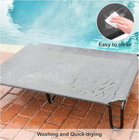 pettycare Elevated Outdoor Dog Bed - Dog Cots beds for Large Dogs XL, Waterproof Raised Dog Bed Easy to Assemble, Cooling Elevated Dog Bed with Teslin Mesh, Durable, Non Slip, Up to 85 lbs,Grey