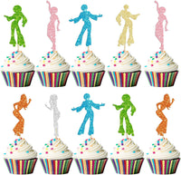 Gyufise 24Pcs Dance King Cupcake Toppers Glitter Jazz Dancers Happy - Multi