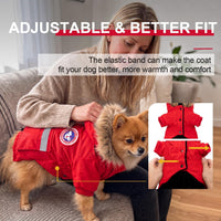 Small Dog Coats, Waterproof - M(Chest 19.6") / Red - image 3