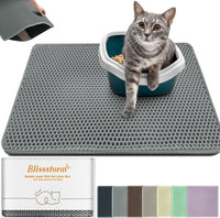 Cat Litter Mat 24"x16", Double Layer EVA litterbox Mat Beige - Dark Grey / Honeycomb-24 x 16 Inches