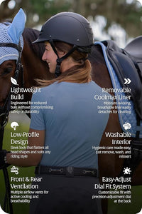 Equinavia Gardian Riding Helmet - Lightweight, Low-Profile Design with Airflow Vents, Easy-Adjust Dial, Removable Coolmax® Liner, ASTM F1163-23/SEI Certified