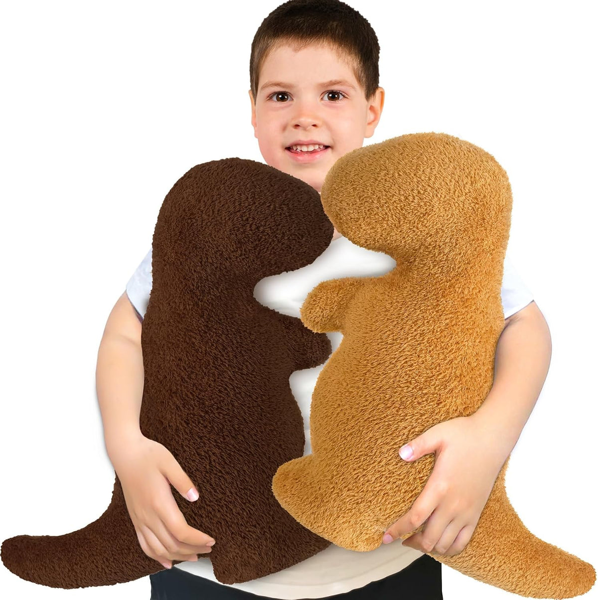 Dino Nugget Pillow Plush, Dinosaur Chicken Plush Nuggets Pillow Funny Birthday Gifts for Boys - Mixed 2 Pcs / Large