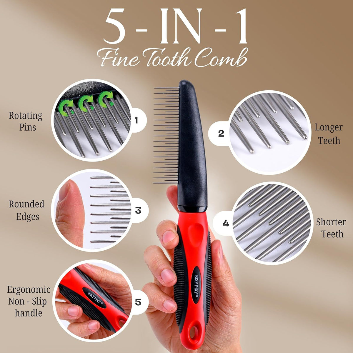 Poodle Comb with Rotating Teeth - Rotating Comb - image 4