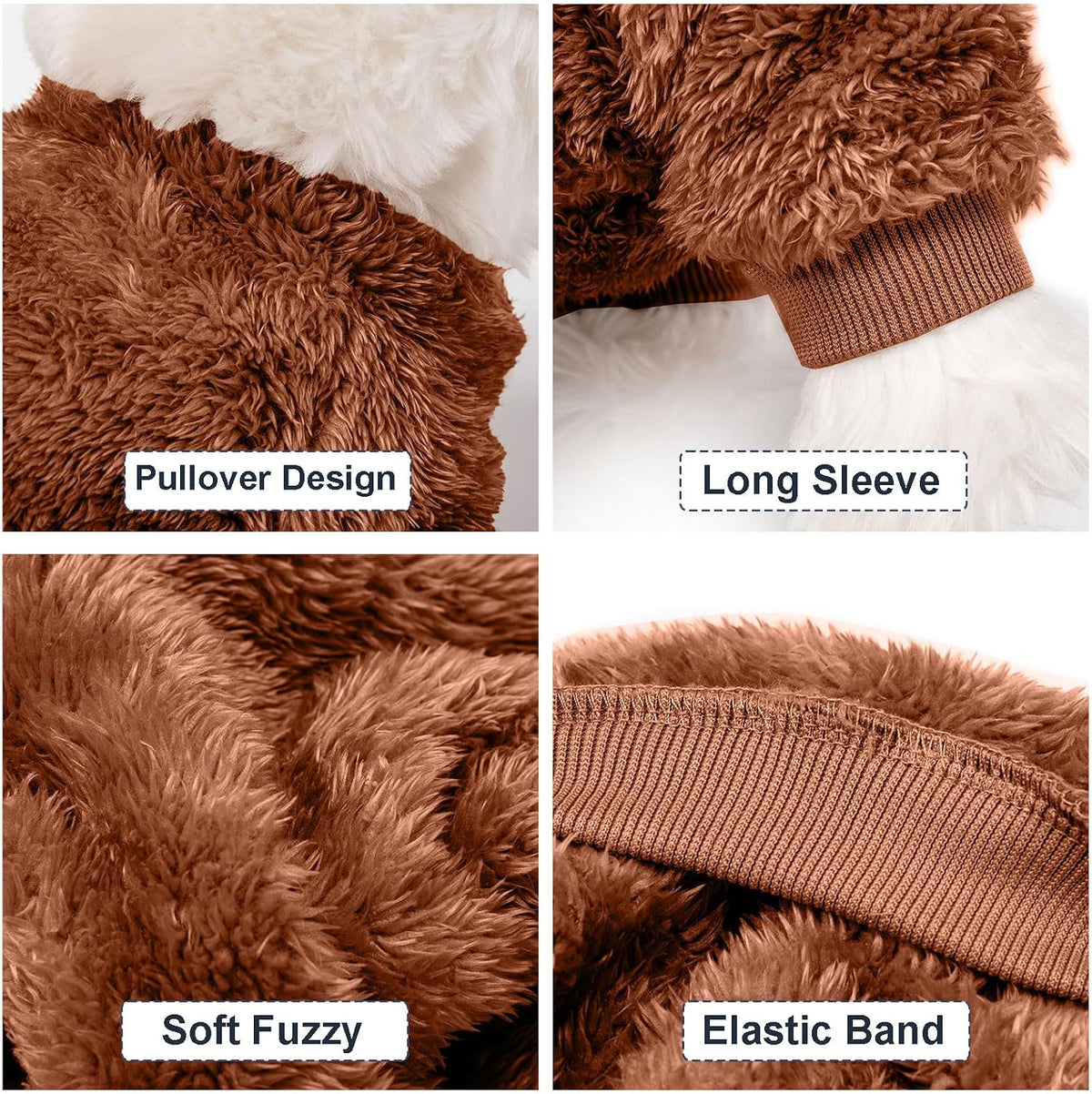 3 Pack Dog Sweaters, Dog Clothes for Small Dogs Girl Boy – Essentials for Dogs - Small / Orange+Coffee+Yellow - image 4