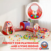 Playz 5pc Pop Up Play Tent and Crawl Through Tunnels for Kids w/Carry - Red - image 4