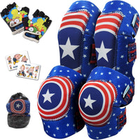 Soft-Style Kids Knee and Elbow Pads with Bike Gloves - Small / Captain USA