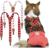 Pet Soft Dog Suspenders 2 Pieces Female Dog Diaper Suspenders - Heart / M/L