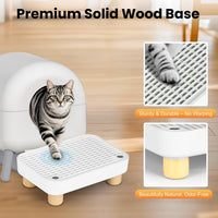 Litter Box Step, Litter Box Ramp/Catcher with Wooden Base - White - image 3