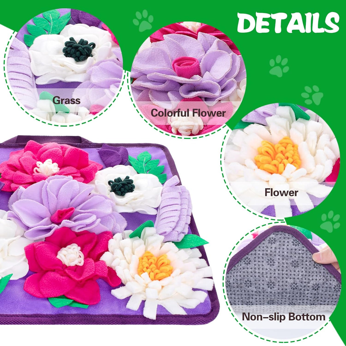 Snuffle Mat for Dogs,Dog Feeding Mat Sniff Mat Interactive Dog Puzzle Mat for Training and Stress - purple - image 2