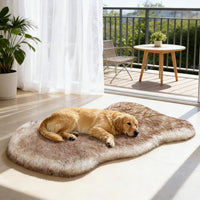 Faux Fur Dog Bed Rug for Large Dogs - Brown / Large, All Breed Sizes