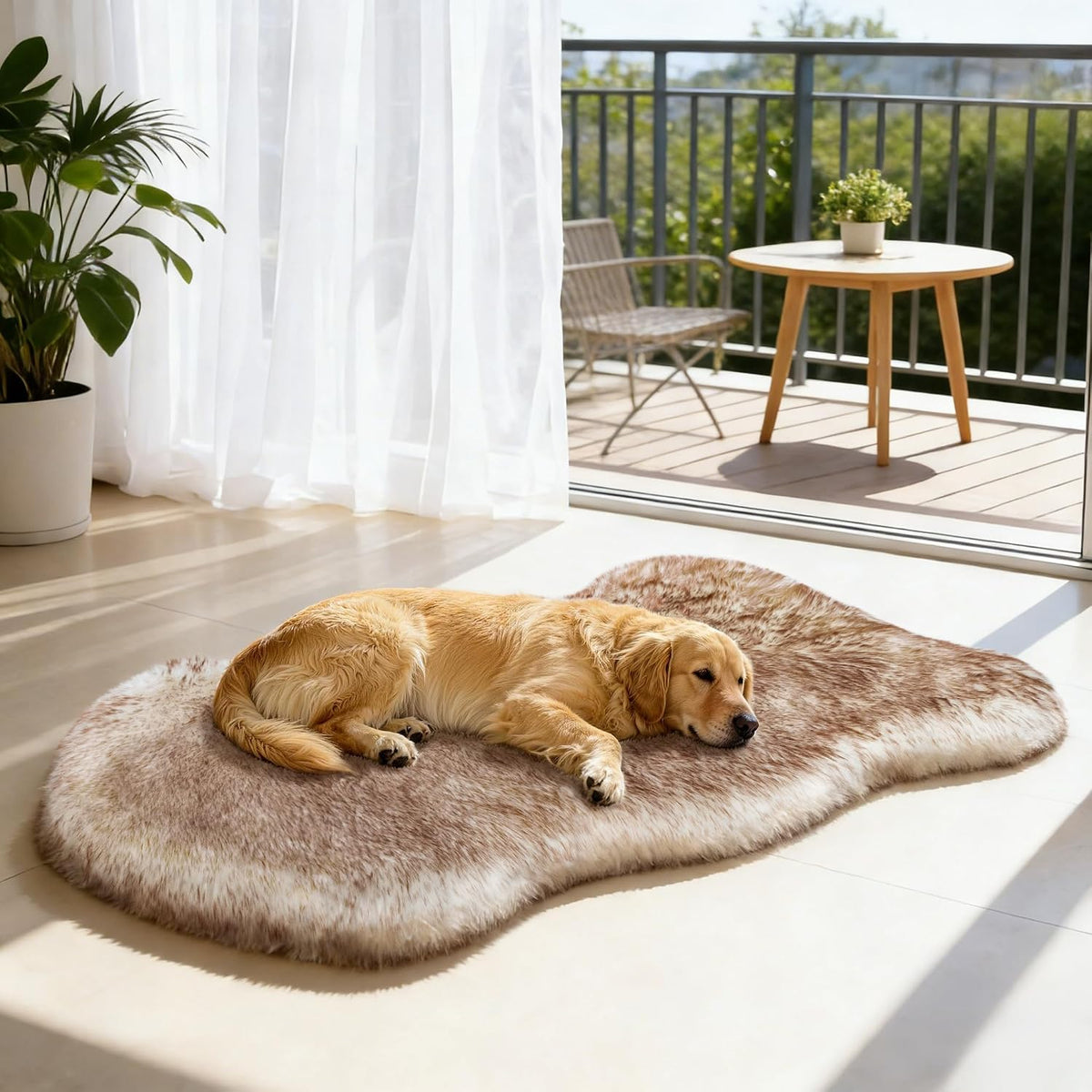 Faux Fur Dog Bed Rug for Large Dogs - Brown / Large, All Breed Sizes