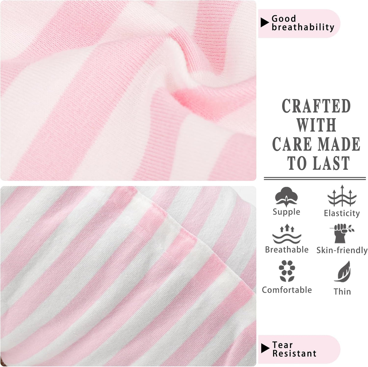 Comprehensive Post-Surgery Dog Recovery Suit: Premium Cotton - Pink and White Striped / XS-(1~3lb) | Chest(~11.1") - image 3