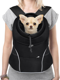Dog Front Carrier Backpack, Adjustable Breathable Dog Backpack – Essentials for Dogs - Jet Black / Large (9-13.5lbs)