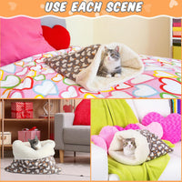 Self Heating Cat Sleeping Bag Indoor Self Warming Cat Bed Cave Heated - Heart / Gray - image 4