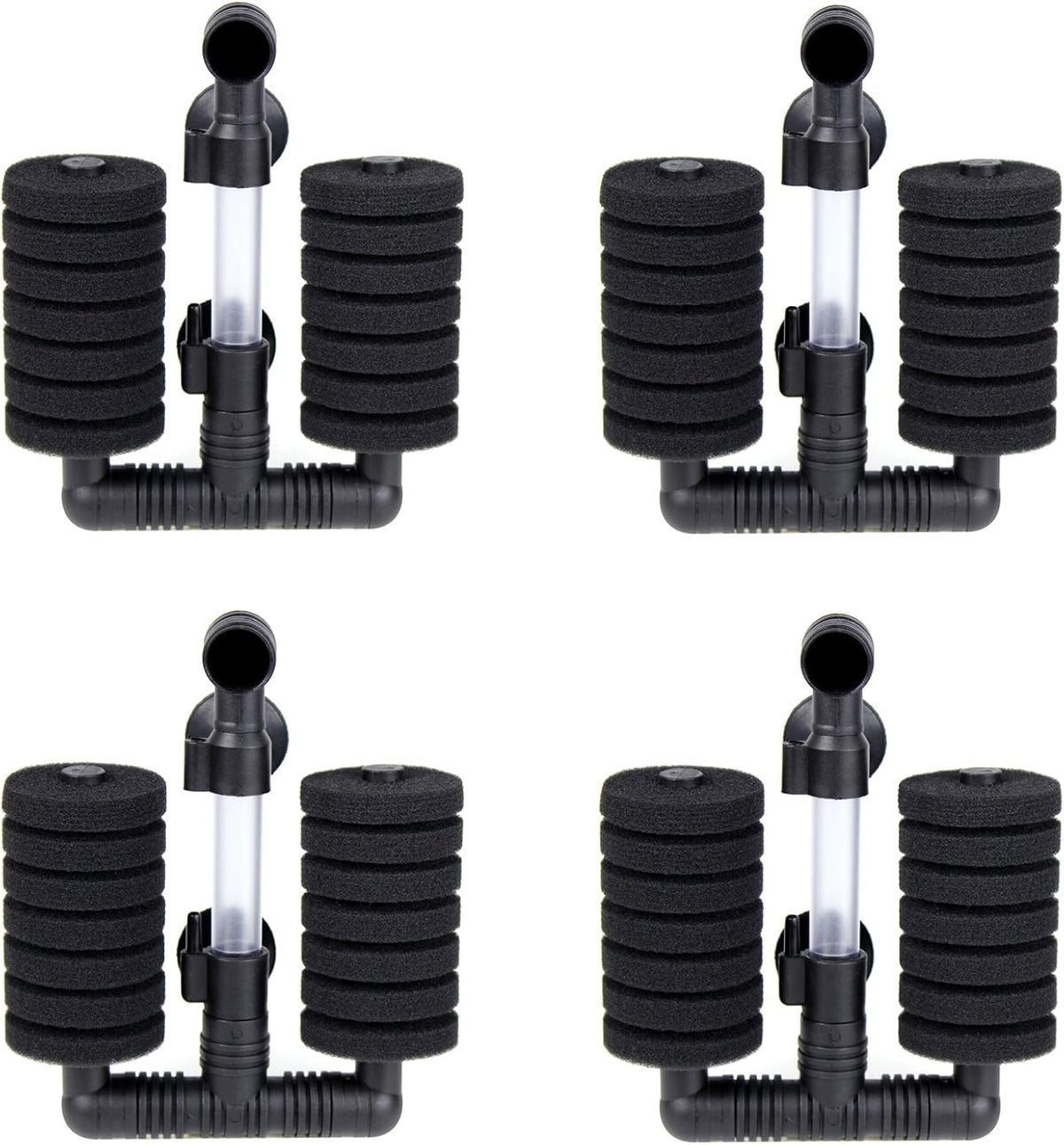 AQUANEAT 4 Pack Double Bio Sponge Filter, for Fry, Betta, Shrimp - Small 4pcs