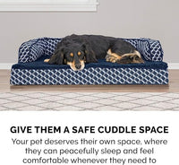 Furhaven Memory Foam Dog Bed for Medium/Small Dogs w/ Removable Bolsters & Washable Cover, For Dogs Up to 35 lbs - Plush & Woven Decor Comfy Couch Sofa - Diamond Blue, Medium