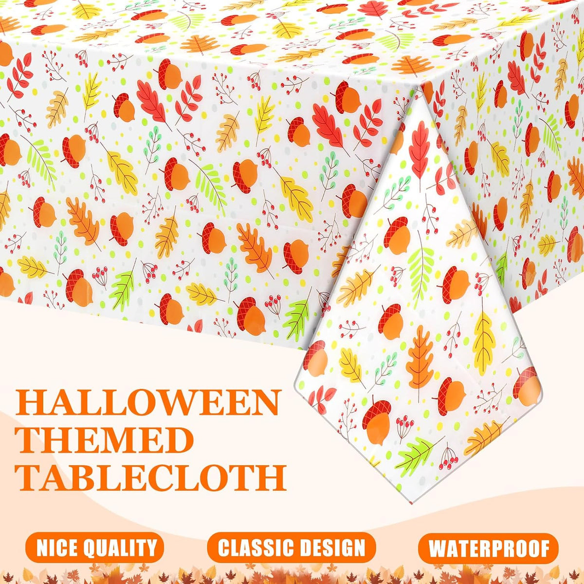 Newwiee 3 pack Halloween plastic tablecloths with candy corn print, 108 x 54 inches - view 36