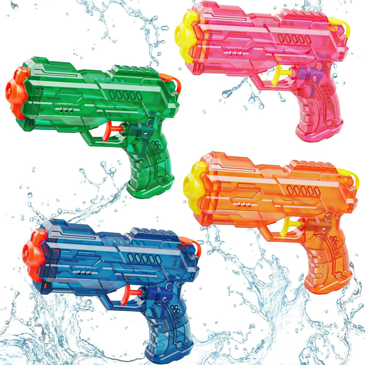 Water Gun Squirter for Kids Squirt Gun 2 Pack – Fun for Kids & Family - 4 Pack: Blue+Pink+Green+Orange