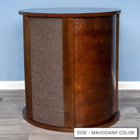 THE REFINED FELINE Purrrrfect End Table Cat Bed Cave in Black Espresso, Multipurpose Wood Cat Furniture Nightstand, Easy to Clean Covered Cat Bed with Replaceable Scratching Post & Washable Cushion