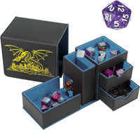Stepane dice tray and dice tower storage box in black and red PU leather with drawers - view 9