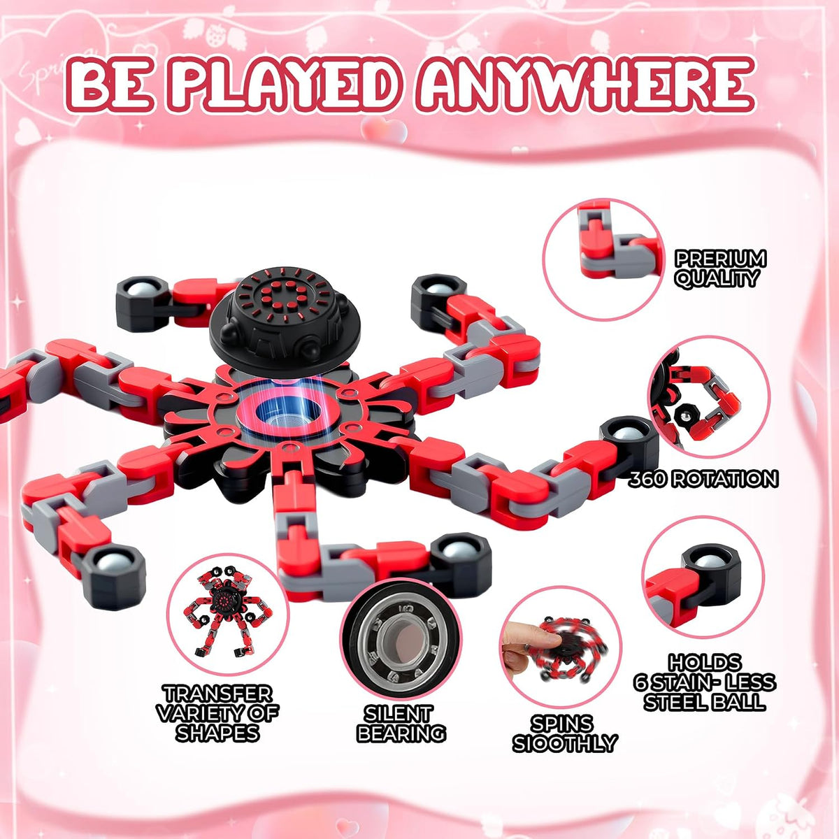 12PCS Transformable Fidget Spinners for Kids Adults - Colorful - image 2