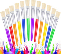 Joyooss kids paint brushes 12 pack, 6 round and 6 flat brushes with colorful plastic handles - view 3