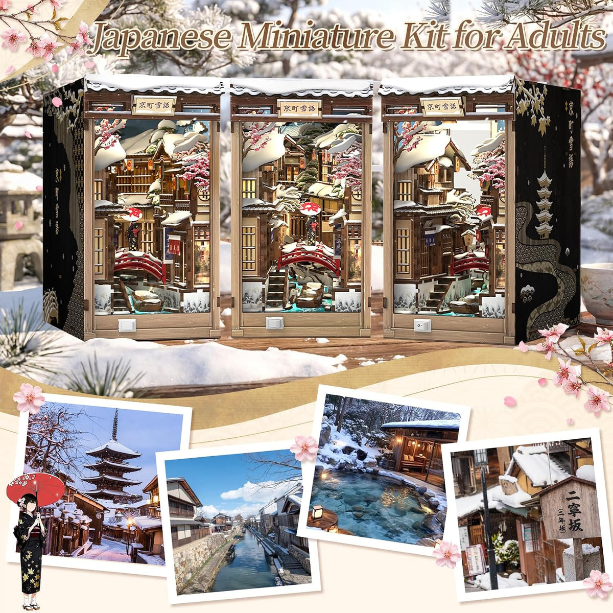 Fsolis Book Nook Kit Booknook Bookshop - Kyoto Snow Whisper - image 4