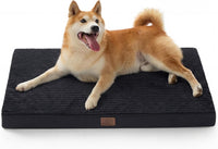 Bedsure ComfyFleece Large Dog Bed for Crate with Washable Cover - 35x22x2.8 / Black