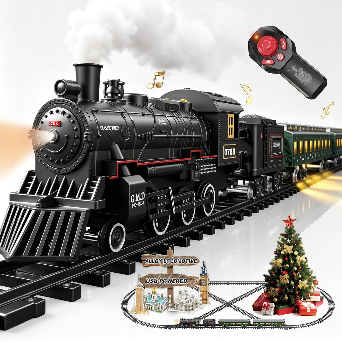 Electric Train Sets for Boys Girls Metal Alloy Christmas Trains Toys - Metallic Rc Train Gold