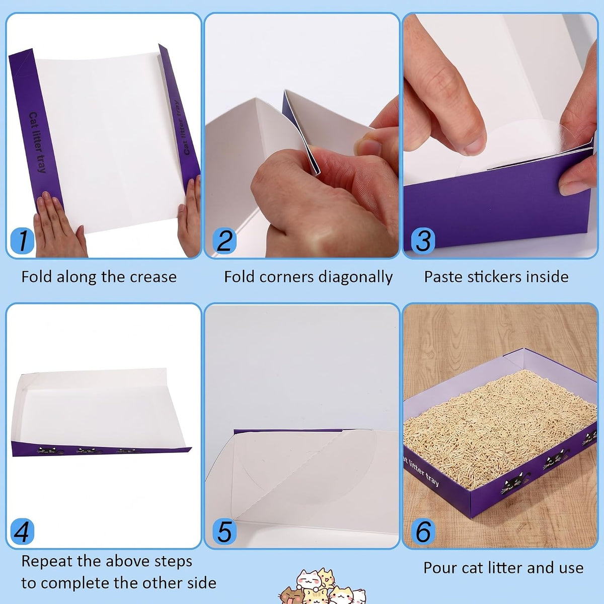 Amyhill 30 Pack Disposable Cat Litter Box Paper Pet Trays - Dark Purple - image 3