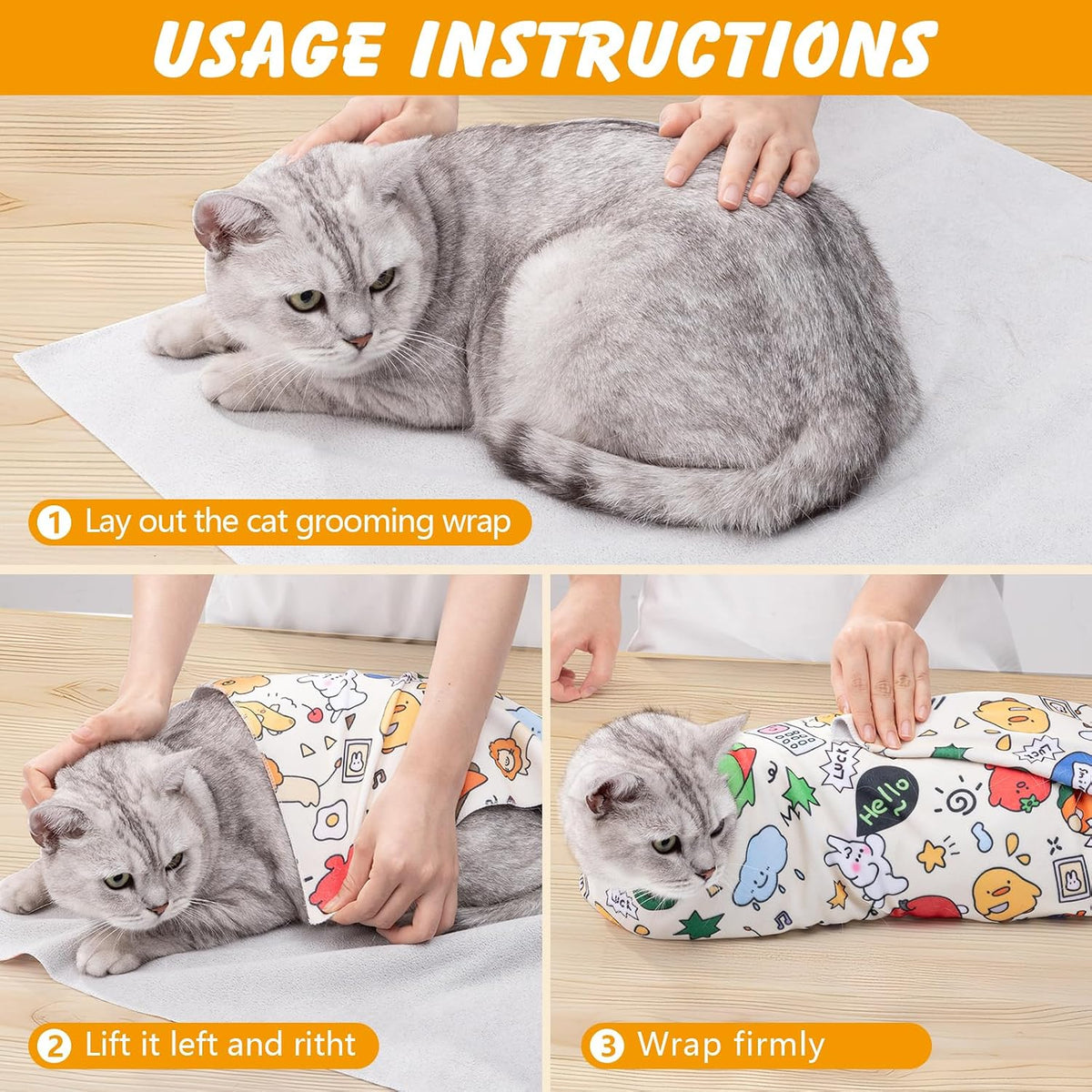 27.6 in Self-Adhesive Cat Grooming Wrap for Nail Clipping – Essentials for Cats - White / 31.5 inch - image 4
