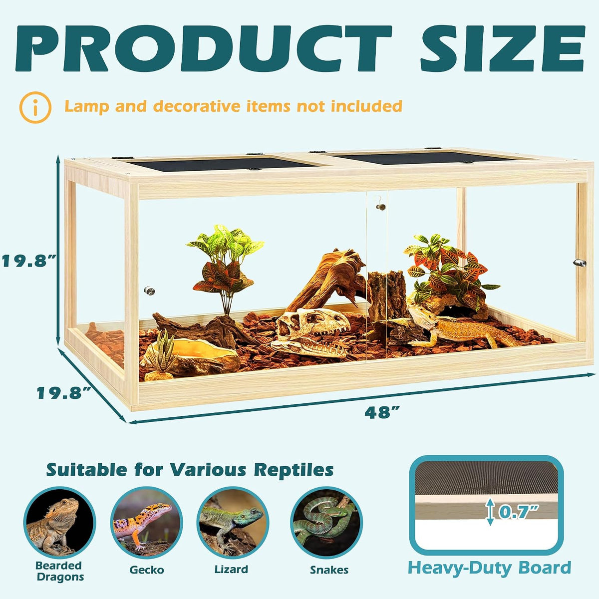 PROLEE 82 Gallon Bearded Dragon Tank - Oak / 82 Gallon (48x19.5x19.5 Inch) - image 3