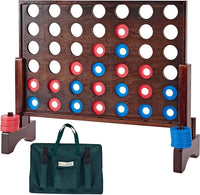SpexDarxs giant wooden 4 in a row game with chips and carrying bag