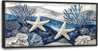 Large Starfish Nautical Wall Art for Living Room, Ocean Canvas Oversized Wall Decor, Sea Animal Modern Framed Pictures Painting Print Artwork for Bedroom Office 60"L x 30"W