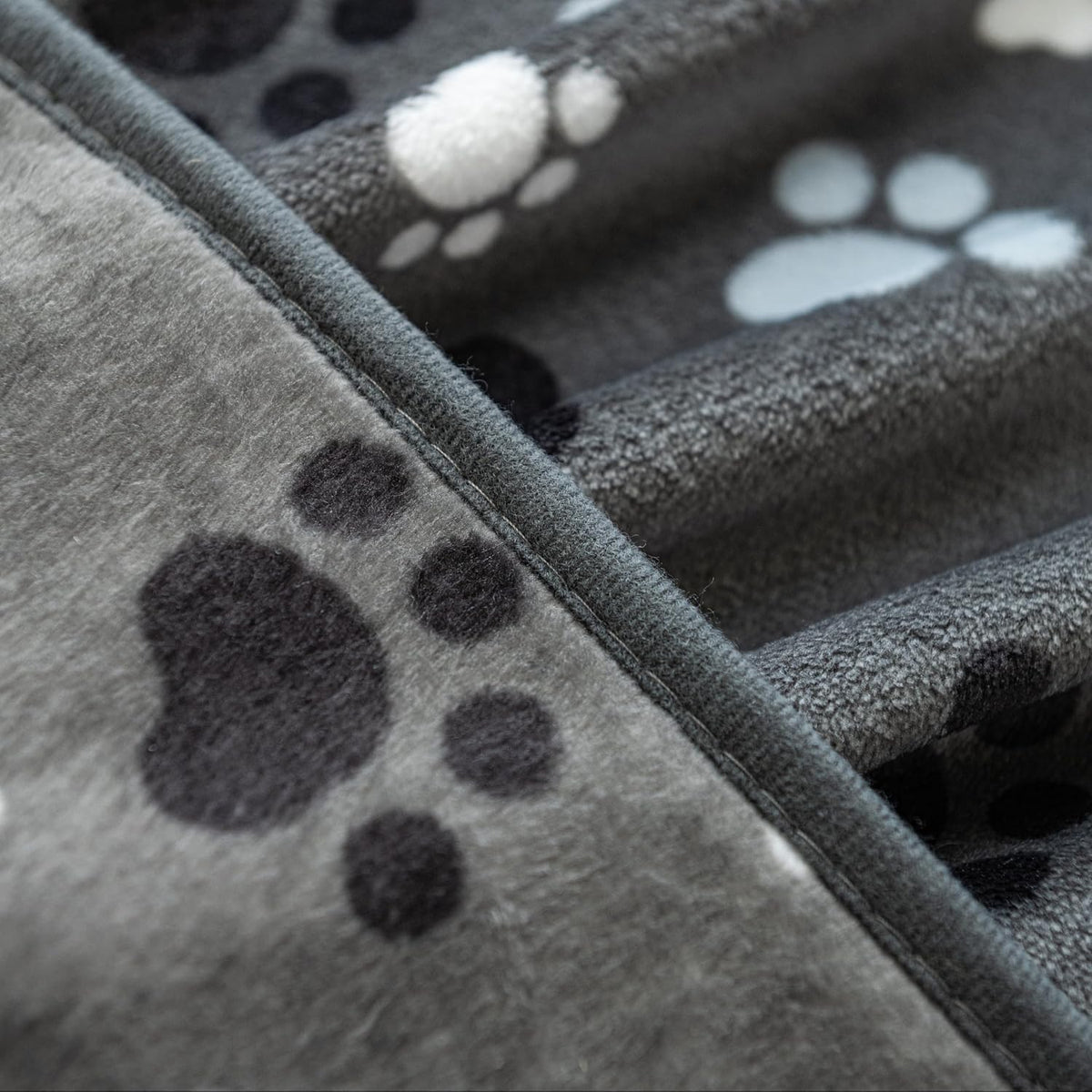Dog Blanket Paw Bone Pattern 1 Pack 2 Super Soft Warm Flannel Sofa - 40*30 inch (Pack of 2) / Grey&beige|paw Bone - image 2