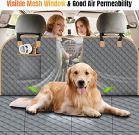 Dog Car Seat Cover for Back Seat, Dog Car Bed Cover with Strong Hard Bottom, Back Seat Extender Hammock for SUV Truck,4 Panels Gray Color