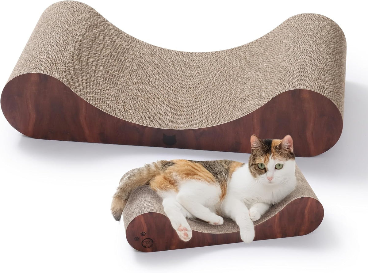 Necoichi Cardboard Cat Scratcher Bed for Indoor Cats - Regular / Dark Cherry