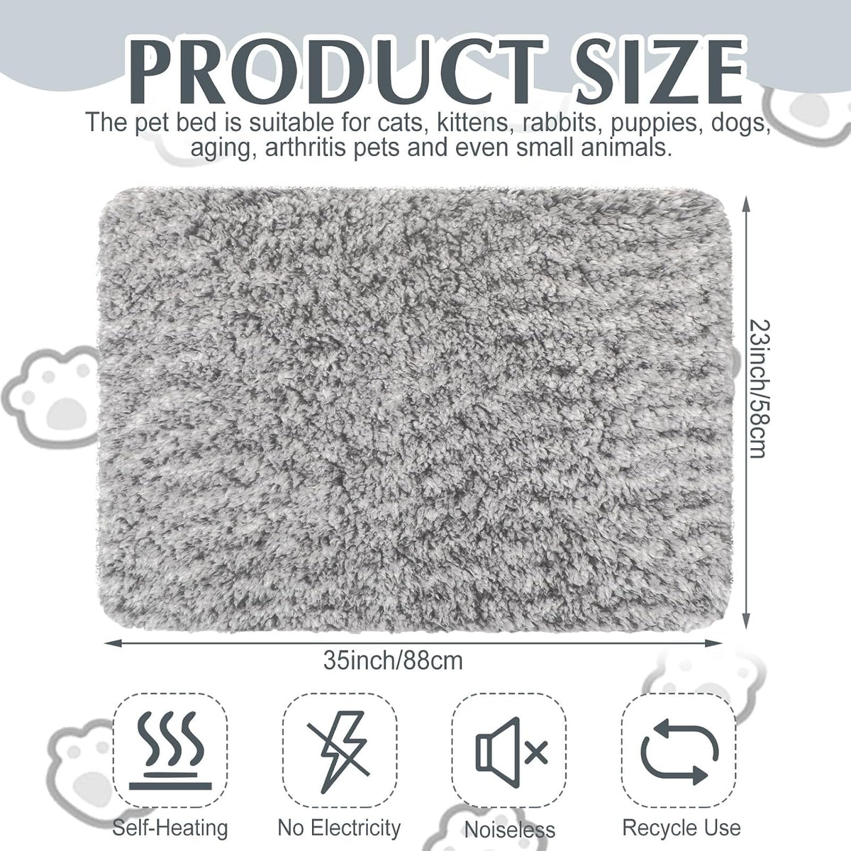 Drydiet 4 Pack Self Warming Cat Mat for Pets - 22 x 35 Inch / Gray / Solid - image 2