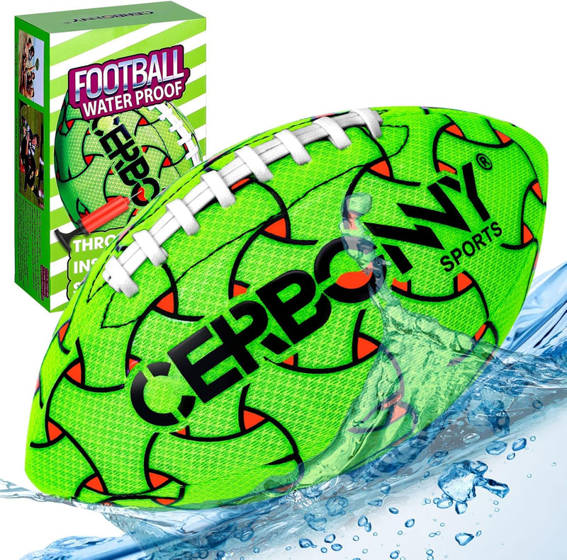 CERBONNY waterproof football for kids ages 3-12, all-weather youth training ball