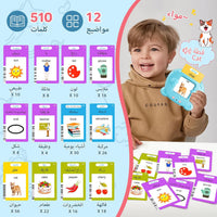 Spanish & English Talking Flash Cards for Toddler - Blue / Arabic & English (510 Words） - image 2